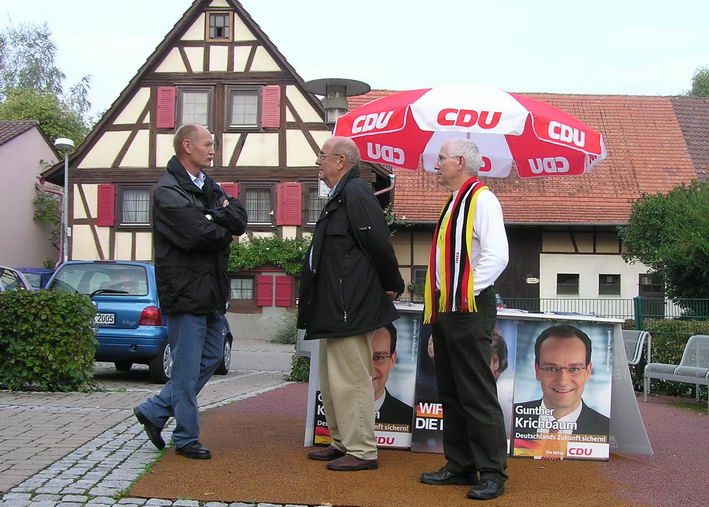 Infostand beim Postplatz Zaisersweiher