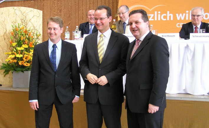 von rechts - der "alte", der "neue" Kreisvorsitzende und Stellvertreter - Stefan Mappus, Gunther Krichbaum und Ferry Kohlmann