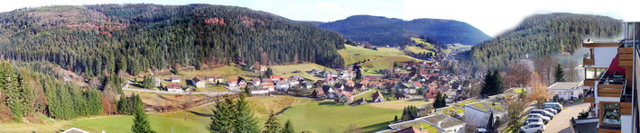 Panoramaaufnahme aus dem Hotel zur Talseite